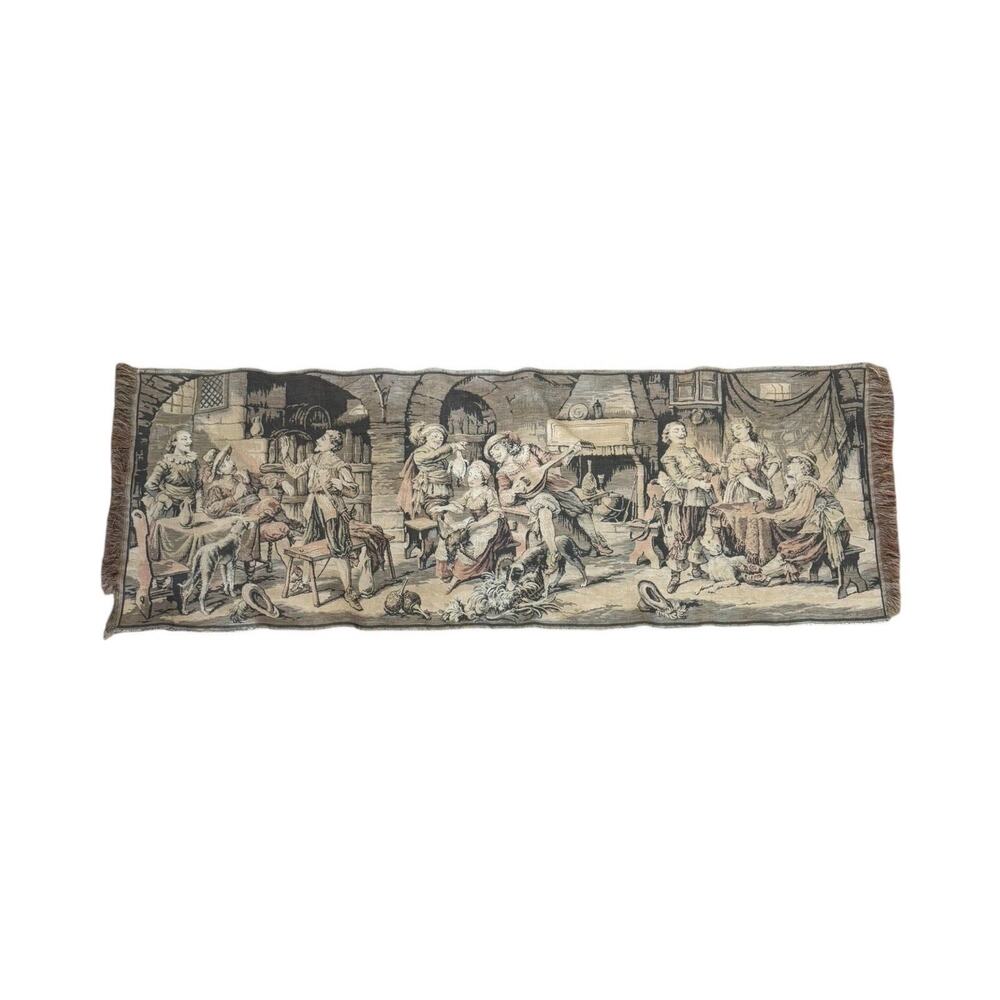 Vintage Antique Italy Tapestry Wall Hanging Street Dancing Romantic Decor